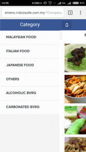 E-Menu Self Ordering System Screen