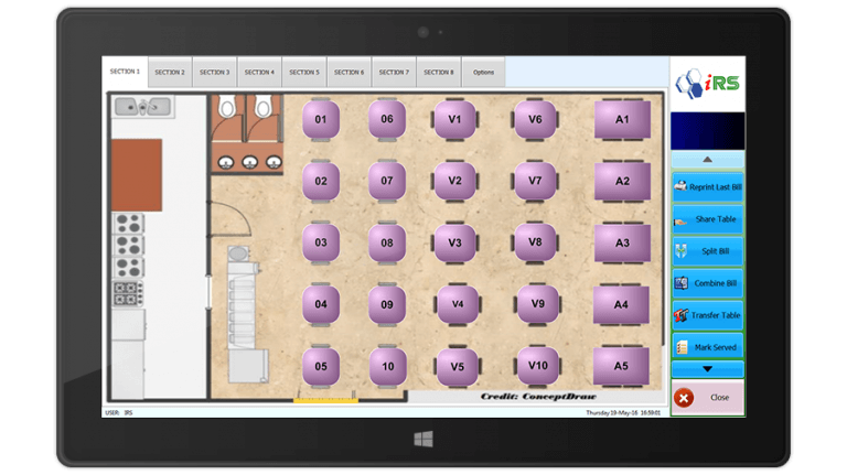 IRS POS System Table Plan - IRS Software