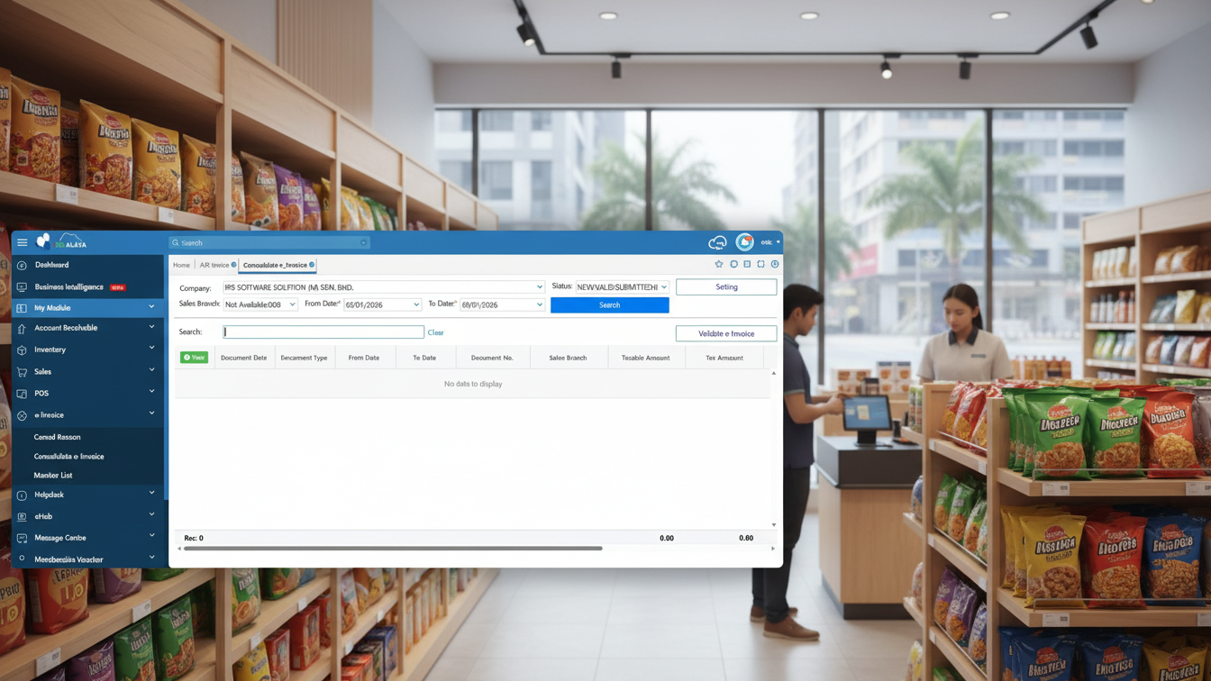 POS system workflow integrated with e-Invoice and tax reporting